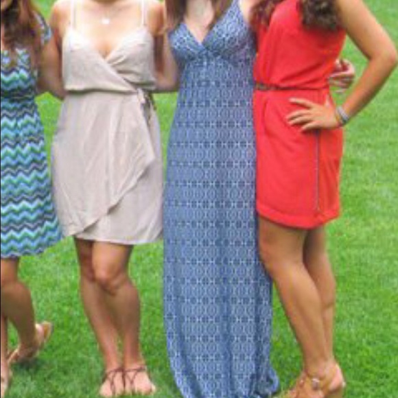 Soprano Dresses & Skirts - Blue and White Ikat Print Soft Maxi Dress